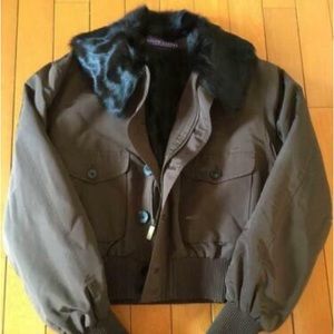 RALPH LAUREN Purple Label Silk Fur Coat Women's Blouson Jacket